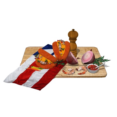 现代面包虾仁洋葱食物免费su模型(1)