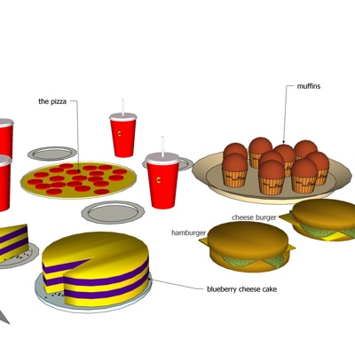 现代汉堡包可乐免费su模型(1)
