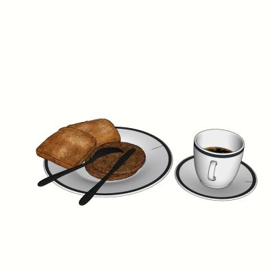 现代面包咖啡食品免费su模型(1)