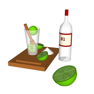 现代柠檬水杯酒瓶免费su模型(1)