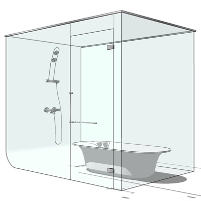 现代淋浴房免费su模型(1)