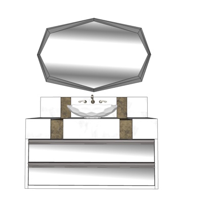现代浴室柜洗手台免费su模型(1)