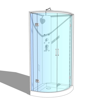 现代玻璃淋浴房免费su模型(1)