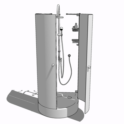 现代玻璃淋浴房免费su模型(1)