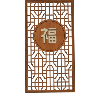 新中式实木窗花免费su模型(1)
