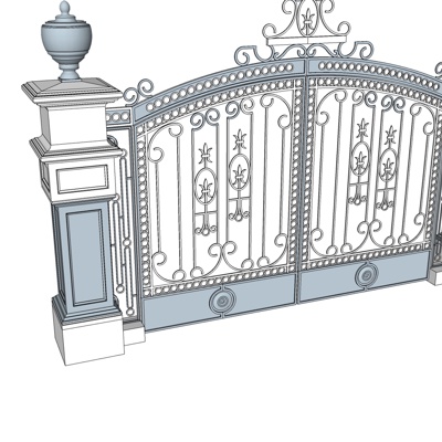 欧式铁艺大门免费su模型(1)