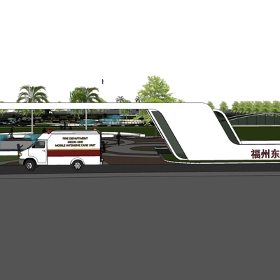 现代医院大门免费su模型(1)