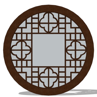 新中式圆形窗户免费su模型(1)