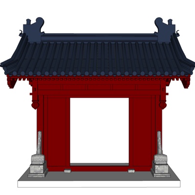 中式入户大门免费su模型(1)