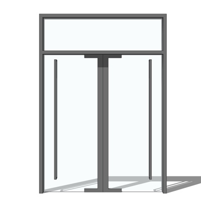 现代不锈钢玻璃推拉门免费su模型(1)