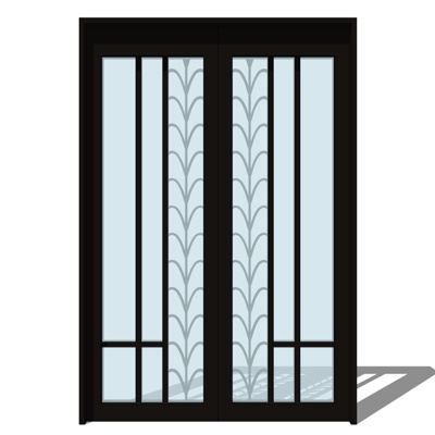 现代不锈钢玻璃门免费su模型(1)