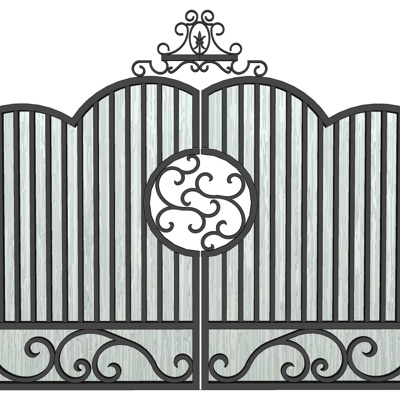欧式庭院铁艺大门免费su模型(1)