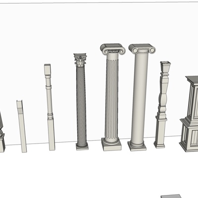 欧式罗马柱组合免费su模型