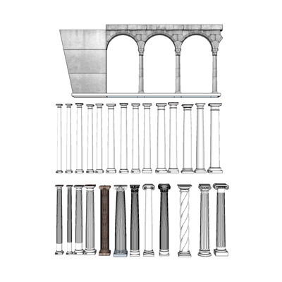 欧式罗马柱免费su模型(1)