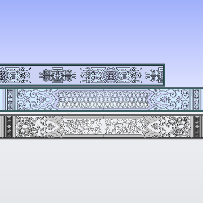 中式雕花构件免费su模型(1)