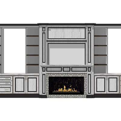 简欧壁炉免费su模型