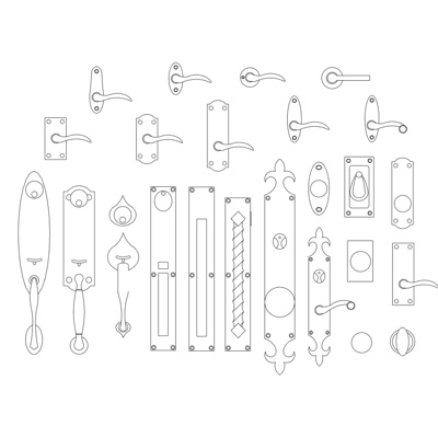 欧式金属门把手组合免费su模型(1)