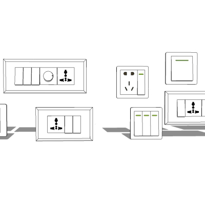 现代开关插座面板免费su模型