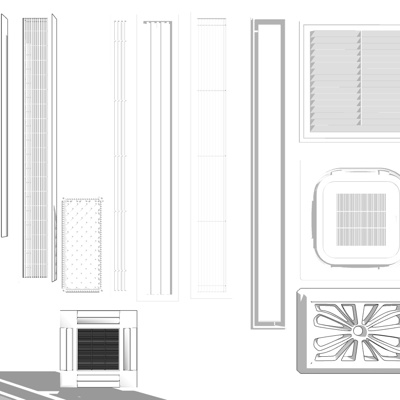 现代排风口组合免费su模型(1)