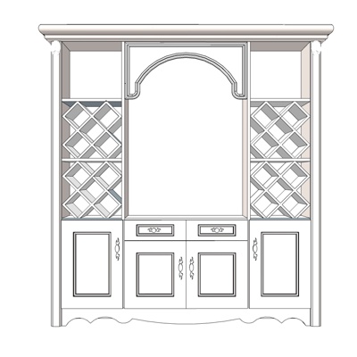 简欧实木酒柜免费su模型(1)