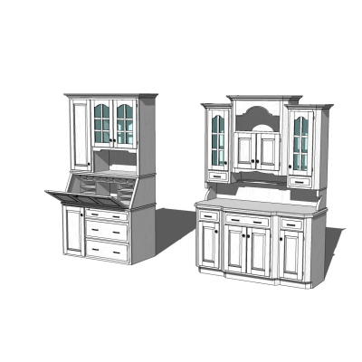 欧式多功能酒柜免费su模型(1)