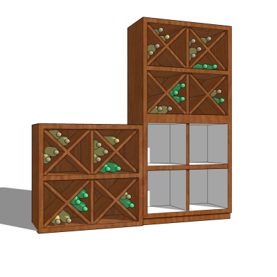 现代实木酒柜免费su模型(1)