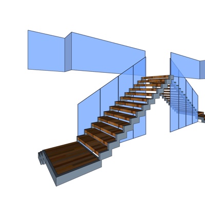 现代实木楼梯免费su模型(1)