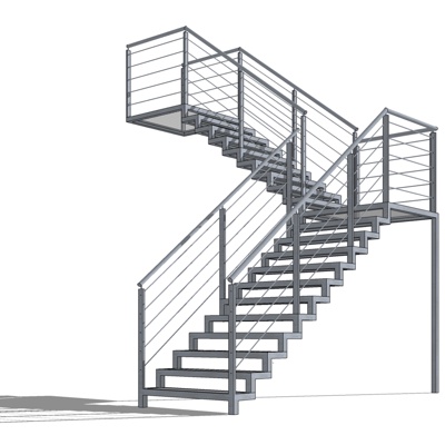 现代铁艺楼梯免费su模型(1)