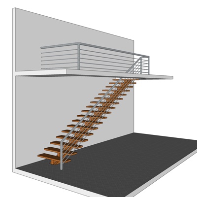 现代实木楼梯免费su模型(1)