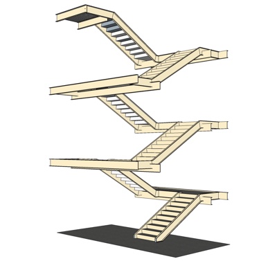 现代转角楼梯免费su模型(1)