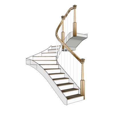 欧式转角楼梯免费su模型(1)