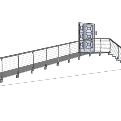 现代铁艺楼梯免费su模型(1)