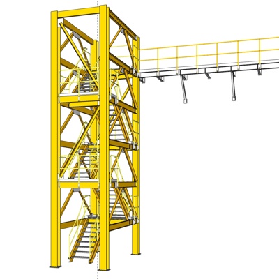 工业风铁艺楼梯组合免费su模型(1)