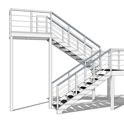 现代转角楼梯免费su模型(1)