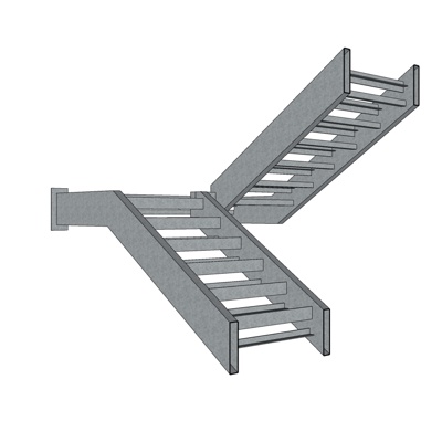 现代转角楼梯免费su模型(1)