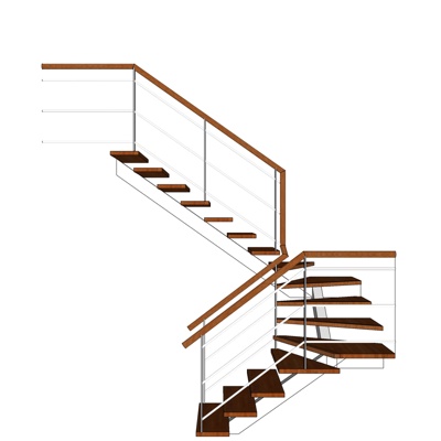 现代实木楼梯免费su模型(1)