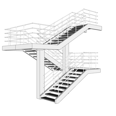 现代转角楼梯免费su模型(1)