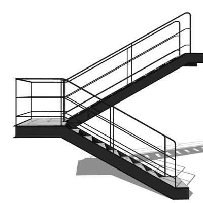 现代转角楼梯免费su模型(1)