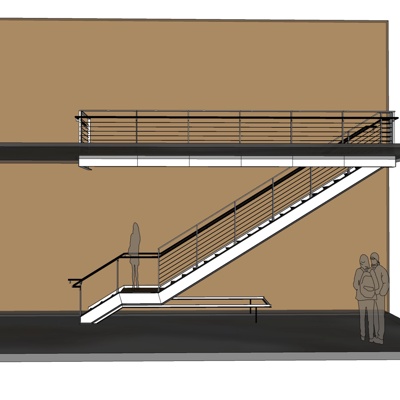 现代转角楼梯免费su模型(1)