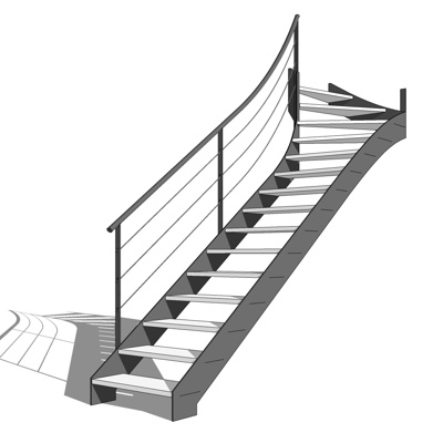 现代铁艺楼梯免费su模型(1)