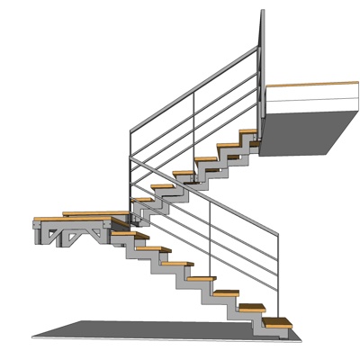 现代转角楼梯免费su模型(1)