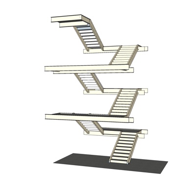 现代转角楼梯免费su模型(1)