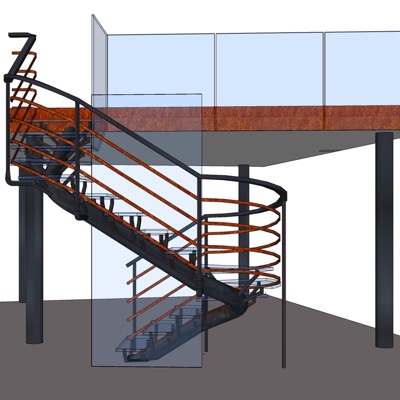 现代旋转楼梯免费su模型(1)