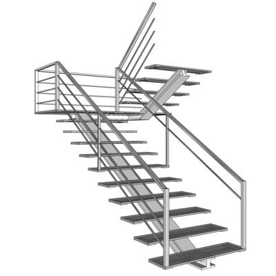 现代铁艺楼梯免费su模型(1)