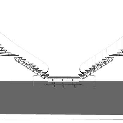 现代铁艺楼梯免费su模型(1)