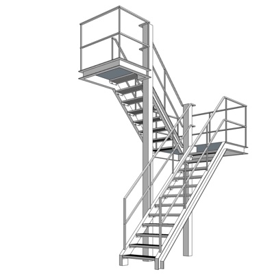 现代铁艺楼梯免费su模型(1)