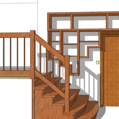 现代实木楼梯免费su模型(1)