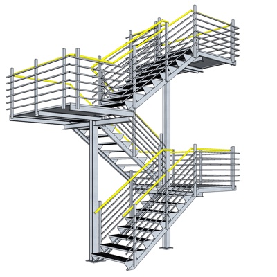 现代铁艺楼梯免费su模型(1)