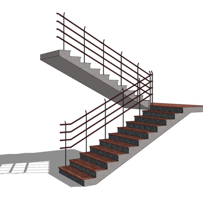 现代转角楼梯免费su模型(1)