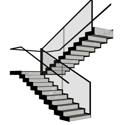 现代转角楼梯免费su模型(1)